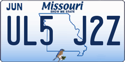 MO license plate UL5J2Z