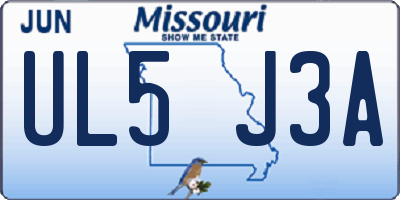 MO license plate UL5J3A