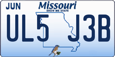 MO license plate UL5J3B
