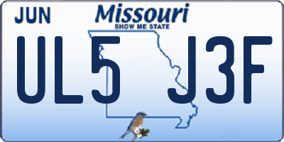 MO license plate UL5J3F