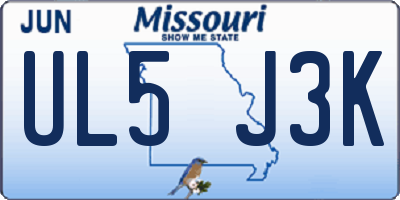 MO license plate UL5J3K
