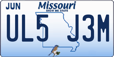 MO license plate UL5J3M