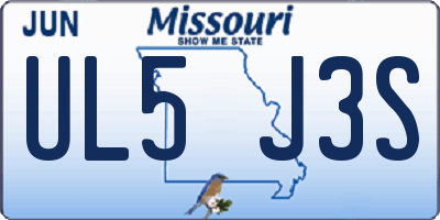 MO license plate UL5J3S