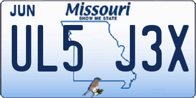 MO license plate UL5J3X