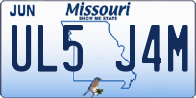 MO license plate UL5J4M