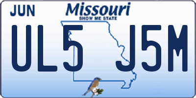 MO license plate UL5J5M