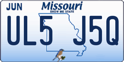 MO license plate UL5J5Q