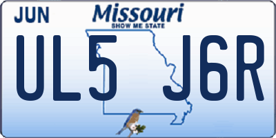 MO license plate UL5J6R