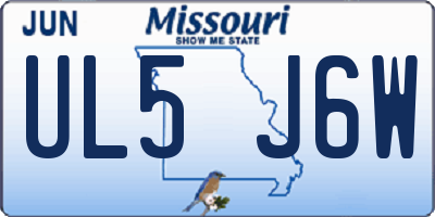 MO license plate UL5J6W