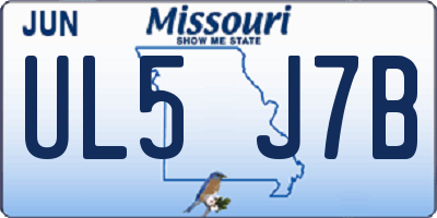 MO license plate UL5J7B