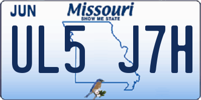 MO license plate UL5J7H