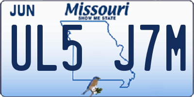 MO license plate UL5J7M