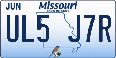 MO license plate UL5J7R
