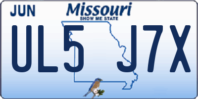 MO license plate UL5J7X