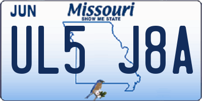 MO license plate UL5J8A
