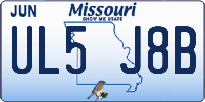 MO license plate UL5J8B