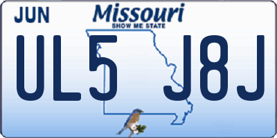 MO license plate UL5J8J