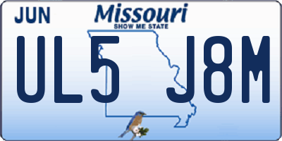 MO license plate UL5J8M