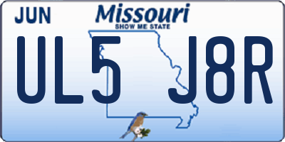 MO license plate UL5J8R