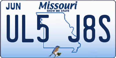 MO license plate UL5J8S