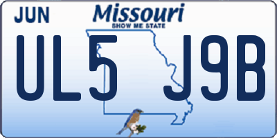 MO license plate UL5J9B