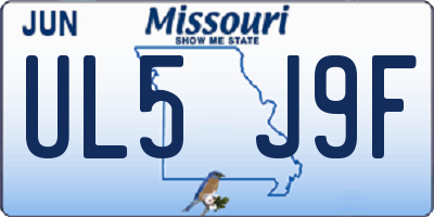 MO license plate UL5J9F
