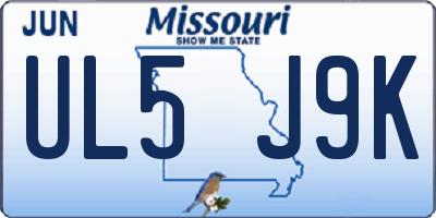 MO license plate UL5J9K