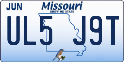 MO license plate UL5J9T