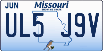 MO license plate UL5J9V
