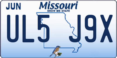 MO license plate UL5J9X