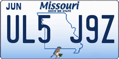 MO license plate UL5J9Z