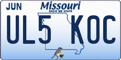 MO license plate UL5K0C