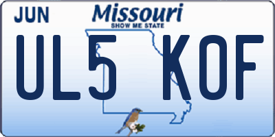 MO license plate UL5K0F