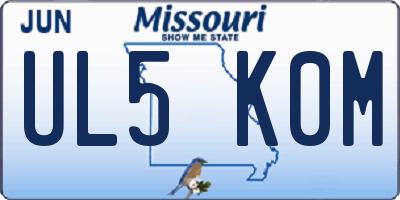 MO license plate UL5K0M