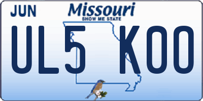 MO license plate UL5K0O