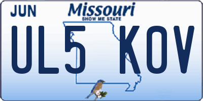 MO license plate UL5K0V
