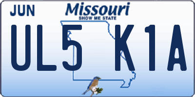 MO license plate UL5K1A