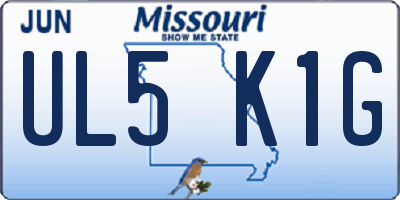 MO license plate UL5K1G