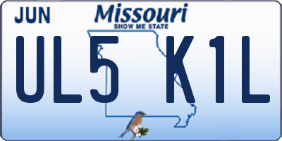 MO license plate UL5K1L