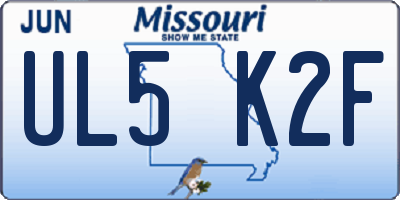 MO license plate UL5K2F