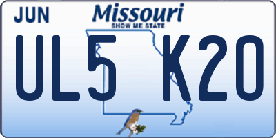 MO license plate UL5K2O