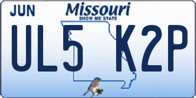 MO license plate UL5K2P
