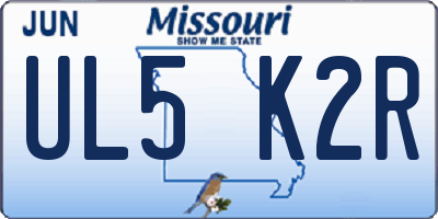 MO license plate UL5K2R