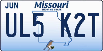 MO license plate UL5K2T