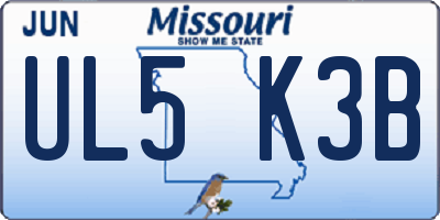 MO license plate UL5K3B