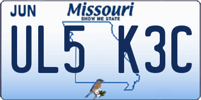 MO license plate UL5K3C