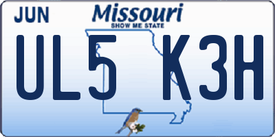 MO license plate UL5K3H