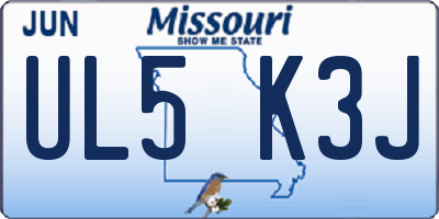 MO license plate UL5K3J