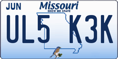 MO license plate UL5K3K
