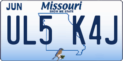 MO license plate UL5K4J
